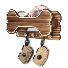  Farmhouse Dog Leash Holder for Wall - Dog Stuff Organizer and Doggie Brown