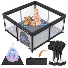 Taleco Gear Foldable Baby Play Pen with Mat, 50''x50'' Playpen for Babies and...