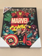 Marvel Comics Canvas Wall Art Avengers Retro Comic Style 12x16