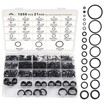 #ad 21 Size Rubber O Ring Set 200 500 1050 Pcs Black Small O Rings Assortment Kits $8.97
