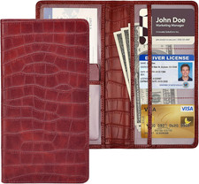 Registration and Insurance Card Holder, Red Vehicle Glove Box Car Organizer with