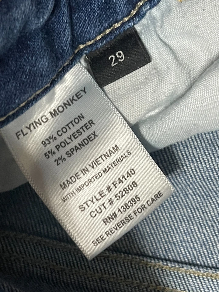 Pantalones de mezclilla Flying Monkey, para mujer talla 29, azul, denim, deshilachados cortos, dobladillo crudo Foto 4 de 4