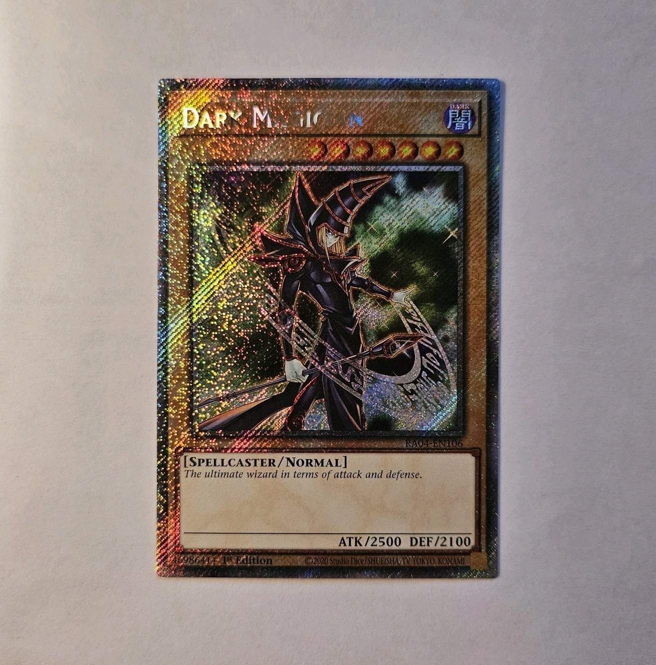 Dark Magician Platinum Secret Rare RA04-EN106 25th Century Stamp NM Condition