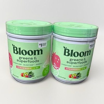 Lot of 2 - Bloom Greens & Superfoods Powder Strawberry Kiwi 48 Serving EXP 09/26