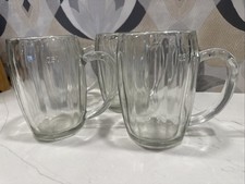4 Vintage Anchor 5.5" Heavy Glass Beer Mugs USA Made 0.5L