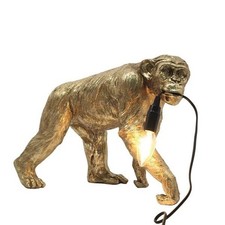 Large Golden Monkey Lamp Table Exposed Bulb Sculpture Quirky Lighting Decor