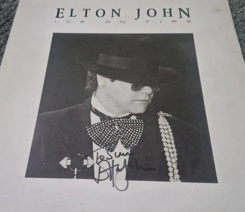 Elton John Ice On Fire Original UK LP Album Signed By Elton, Dedicated.