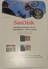 NEW 2x 128GB SanDisk Extreme PLUS A2 microSDXC Memory Card Adapter 4k UHD 27G