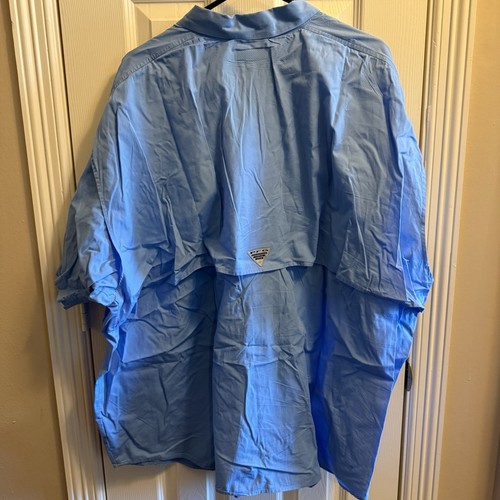 Columbia Men's Size 3XL Blue Short Sleeve Button Down Vented Fishing Shirt - Picture 5 of 6