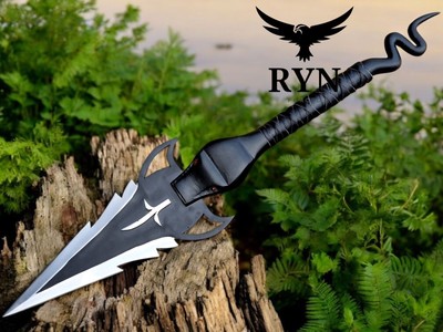 Handmade Carbon steel spear Black Spear Viking Spear Viking Dagger with cover