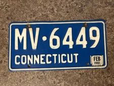 1981 Connecticut License Plate # MV-6449