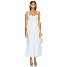 SNDYS Alessia Drop Waist Midi Dress Baby Blue Gathered Bust XS