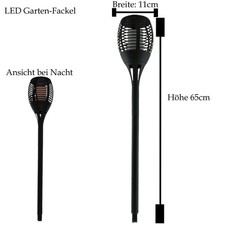 LED Solar Garden Torch 2x 1 Piece Height 63cm Diameter 11cm Flicker Light Garden