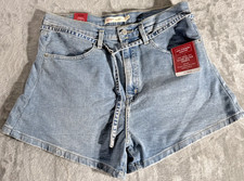 Levis Women's Belted Shorts Size 14 W32 Vintage High Rise Relaxed 80s Light Wash