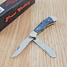 Frost Cutlery Baby Saddlehorn Pocket Knife Stainless Steel Blades Bone Handle