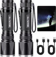 Taschenlampe LED Aufladbar 3000L 2Er Pack Extrem Hell Zoombar