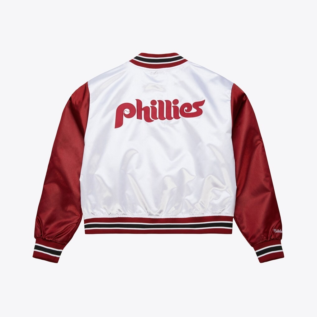 Mitchell & Ness Women's Philadelphia Phillies White Cropped Satin