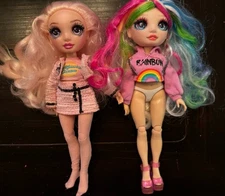 Rainbow High Dolls Lot 2 2019 Crystal Amaya w/Shoes & Bella Parker Tweed Outfit
