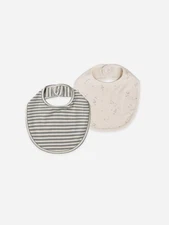 Quincy Mae Jersey Snap Bib One Size Space Sea Green Stripe Baby Accessory