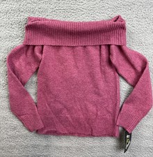 Art Class Sweater Girls Medium 8 Pink Off Shoulder Ribbed Foldover Neck NWT