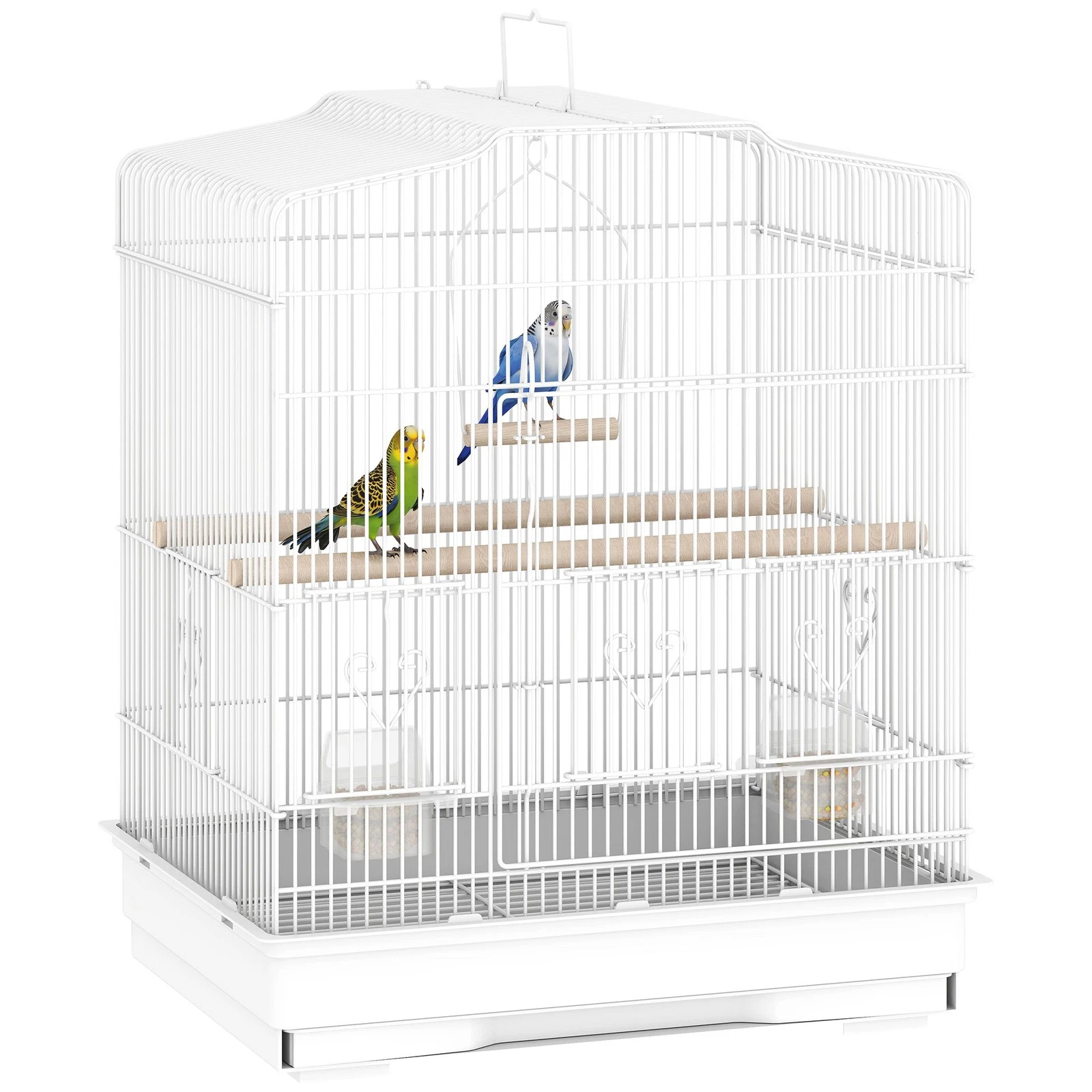 PawHut 59cm Large Bird Cage with Perches, Food Bowls, Swing, White
Opens in a new window or tab