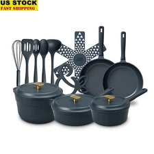 18-Piece Non-Stick Cookware Set W/ Silicone Utensils Kitchen Essentials New