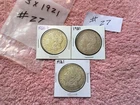 MORGAN SILVER DOLLAR COINS LOT OF 3   1921 NICE HEAVY SILVER COINS LOT # 27