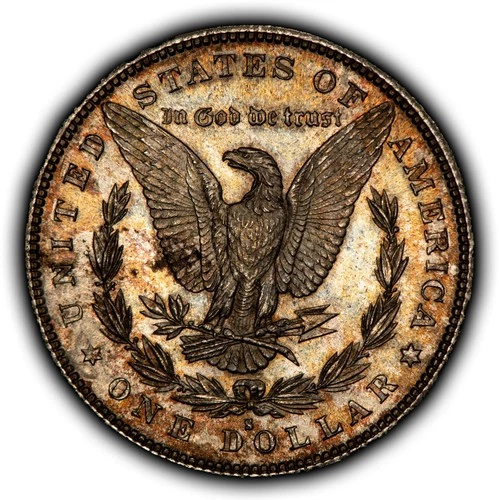 1882-S $1 Morgan Silver Dollar - Colorful Pattern Toning - BU - SKU-D7470