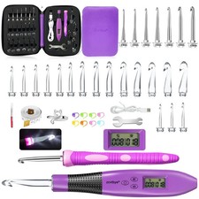 Crochet Hooks Set Ergonomic Soft Grip Aluminum Yarn Knitting Needles