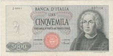 ITALY ITALIA 5000 LIRE 1968 aVF