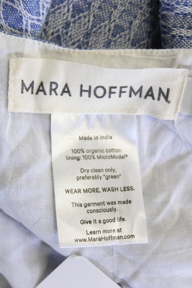 Maxi Vestido Mara Hoffman Mujer Algodón Manga Corta Envuelto Azul Talla S Foto 4 de 4