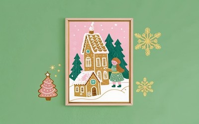 Lebkuchen Wunderland verschneite Weihnachten Zuckerstange Xmas Fun festliche Deko Stechpalme B