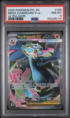 Mega Charizard X ex Pokémon Phantasmal Flames Ultra Rare 109/094 PSA 8