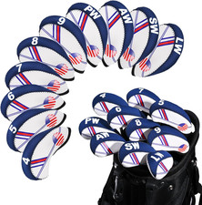 Golf Club Iron Head Covers Set, 10PCS Neoprene USA Flag Design Protective Covers