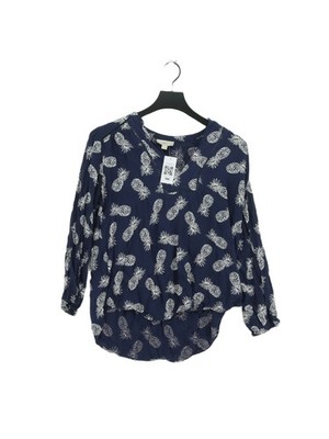 Loft Damen Top S blau 100% Viskose 3/4 Arm V-Ausschnitt Basic