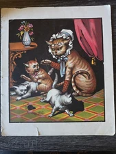 Three Little Kittens Mother Cat Scolding Antique McLoughlin Book Plate Art 18c