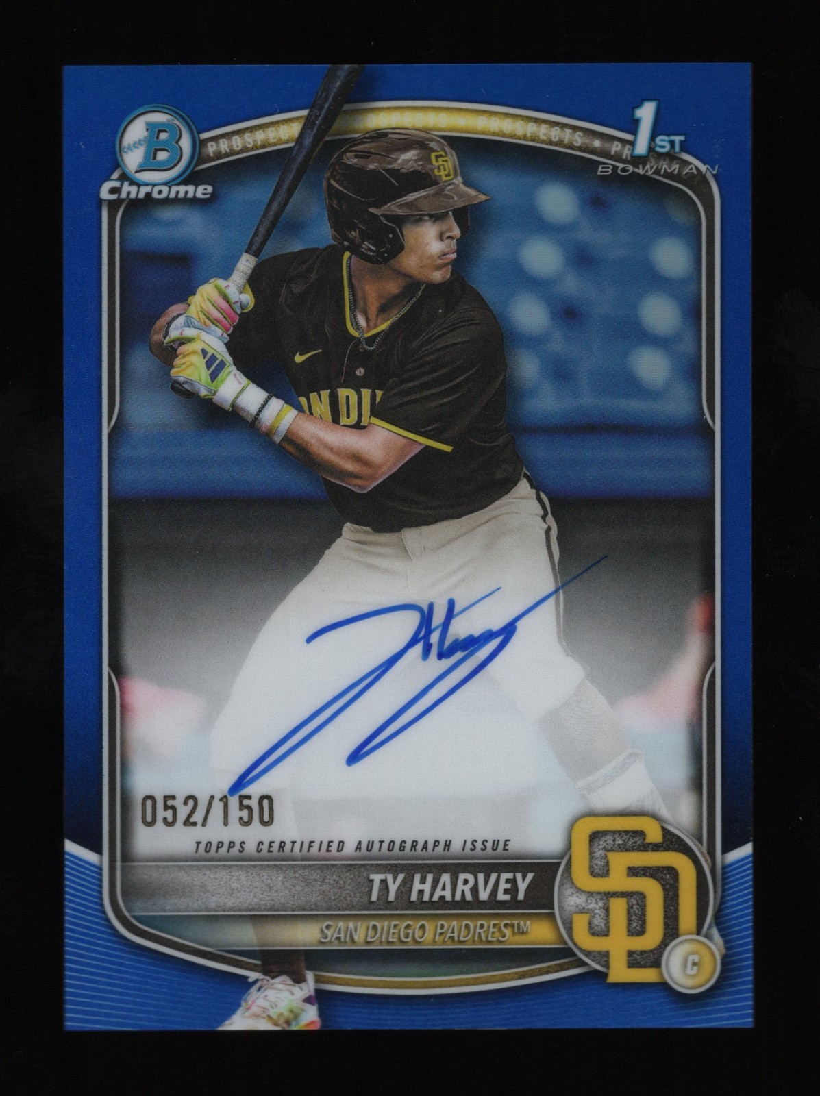 2025 Bowman Draft Ty Harvey Chrome Auto Blue Refractor 1st Prospect /150