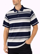 Old School Striped Pique Polo Shirt - NAVY VB-0005