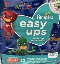 Pampers Easy Ups Training Underwear G/ Neutral  3T-4T PJMASKS- B/F. Sealed 22CT