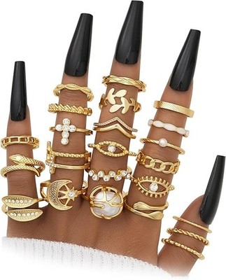 25PCS Gold Knuckle Rings Set Stackable Midi Finger Rings for Women