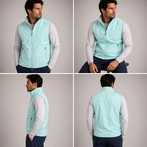 PETER MILLAR Mens MEDIUM Flex Adapt Full Zip Pullover Vest Jacket Turquoise Blue video thumbnail