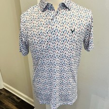 Callaway Men  s Golf Shirt Polo White Blue Pink Birds Size S Opti Dri NWT A0130 