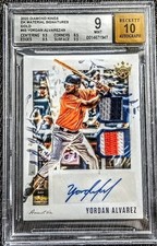 2020 Diamond Kings Yordan Alvarez Material Sig Gold Auto #'d 16/49 BGS 9 AUTO 10