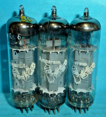 3 Amperex Bugle Boy EL86 6CW5 Tubes Grey Plates Halo Getter Tested