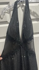 Sherri Hill Black Beaded Prom Dress with Straps – Elegant Formal Gown Size 10.