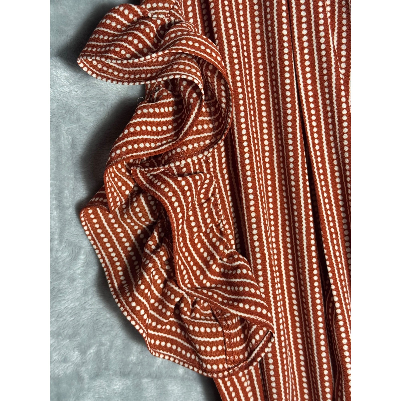 Max Studio Dress NEW red Dot Stripe Flutter Sleeve Midi dress Size M NWT