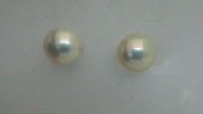 Freshwater White 10.3 mm Pearl Stud Earrings 14k Yellow Gold Post and Push Backs
