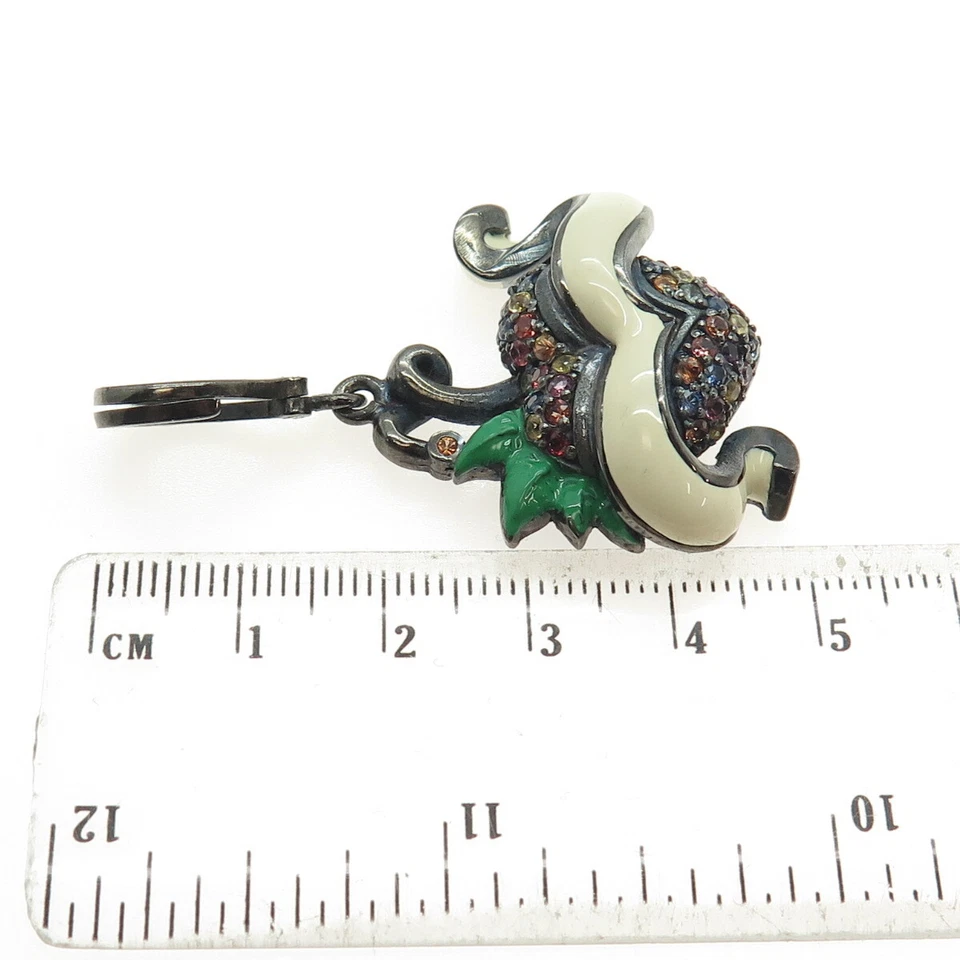 Colgante Corazón Zafiro Multicolor Real Esmalte Rodio Negro Plata de Ley 925 Foto 3 de 4