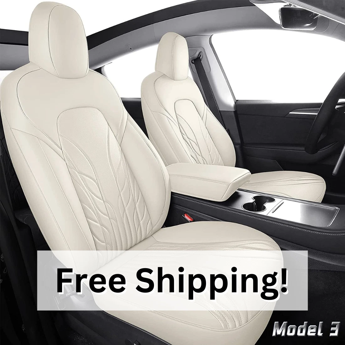 Huidasource Tesla Model 3 Seat Covers Waterproof Full Set Off
