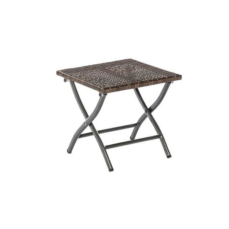 Beistelltisch Hocker Stahl Kunststoffgeflecht braun 45x44x45cm klappbar Tisch - Bild 1 von 1